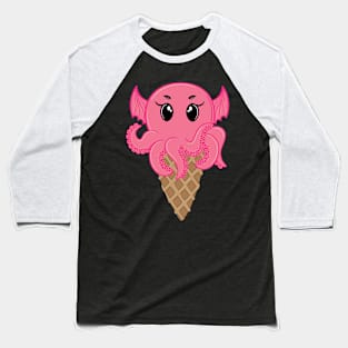 Pink Cthulhu Ice Cream Baseball T-Shirt